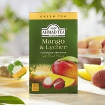 ZAĻĀ TĒJA AHMAD MANGO & LYCHEE, MAISIŅOS FOLIJA APLOKSNĒS (017862) J